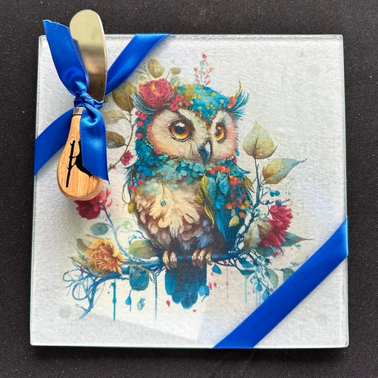 Owl on Blue Branch